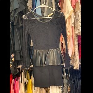 Black Peplum dress with leather